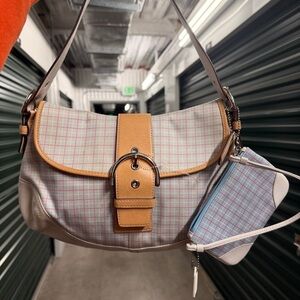 Vintage Y2K Coach Soho Baby Blue and Pink Plaid Shoulder Bag Easter